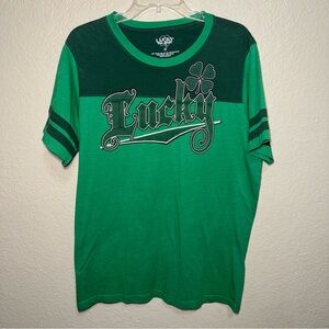 Lucky St Patrick’s Day T Shirt Medium Green Graphic Short Sleeve Tee